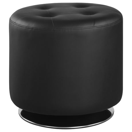 Furniture City Houma - Coaster - Bowman Round Upholstered Tufted Swivel Ottoman Black - 500556