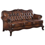 Furniture City Houma - Coaster - Victoria Full Leather Upholstered Rolled Arm Sofa Brown - 500681