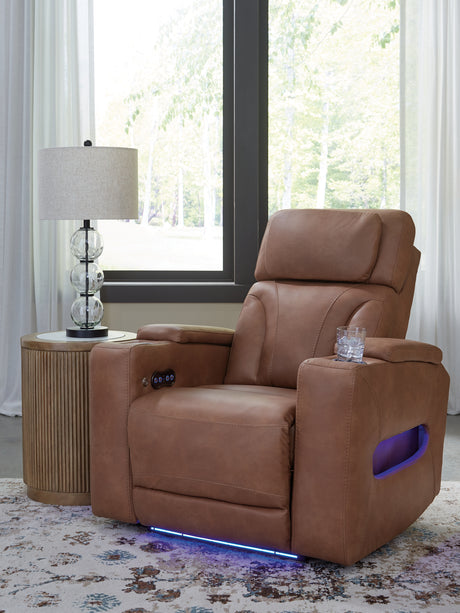 Furniture City Houma - Ashley Furniture - Clean-Slate Power Recliner - PWR Recliner/ADJ Headrest / Caramel - PC5010113