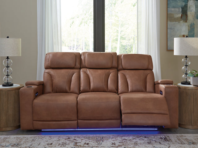 Furniture City Houma - Ashley Furniture - Clean-Slate Power Reclining Sofa - PWR REC Sofa with ADJ Headrest / Caramel - PC5010115