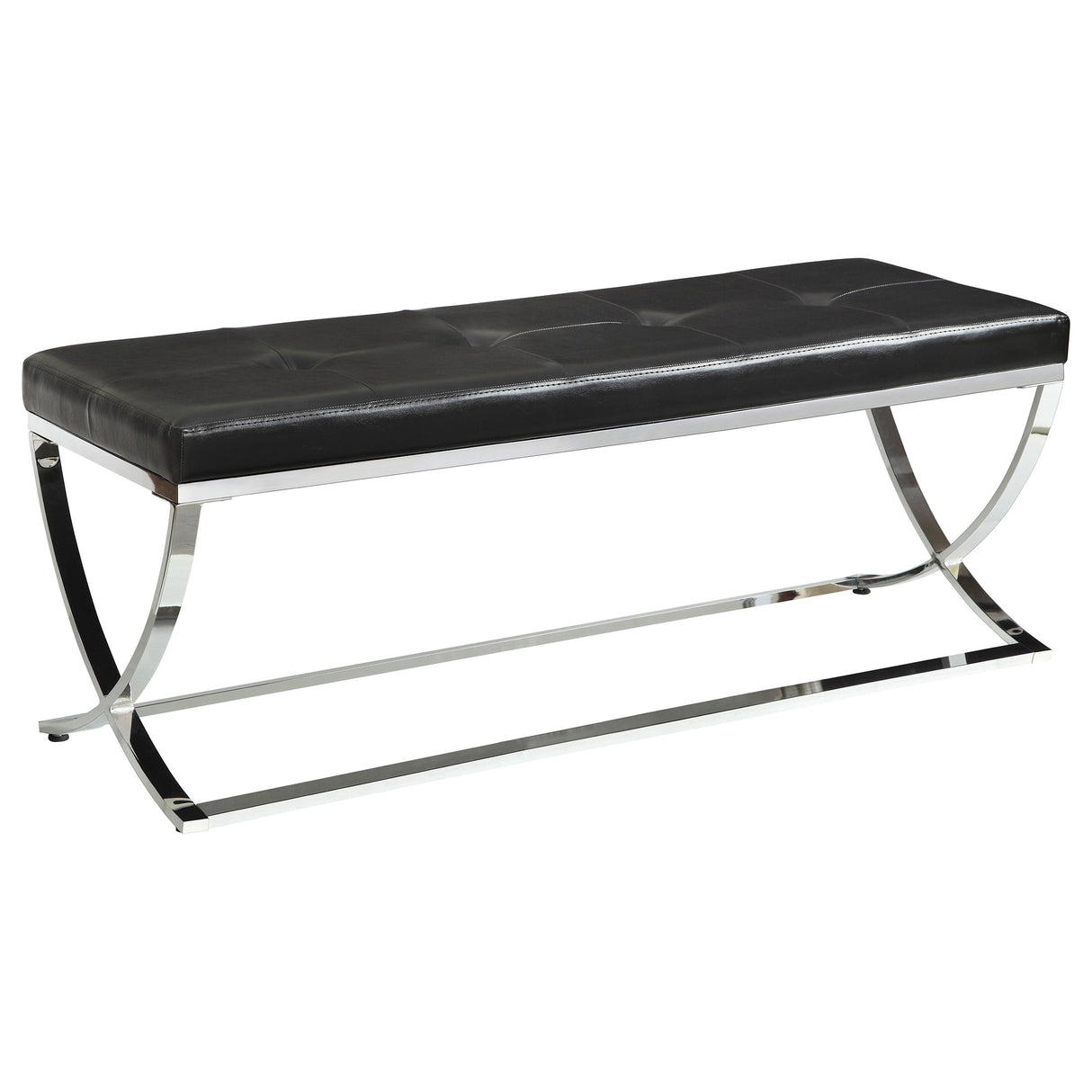 Furniture City Houma - Coaster - Walton Leatherette Upholstered Tufted Accent Bench Black - 501156