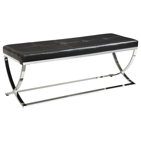 Furniture City Houma - Coaster - Walton Leatherette Upholstered Tufted Accent Bench Black - 501156