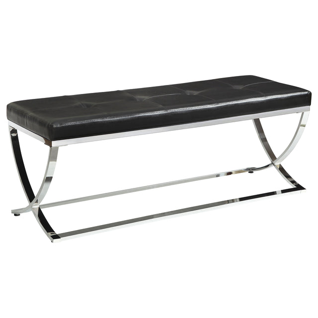 Furniture City Houma - Coaster - Walton Leatherette Upholstered Tufted Accent Bench Black - 501156