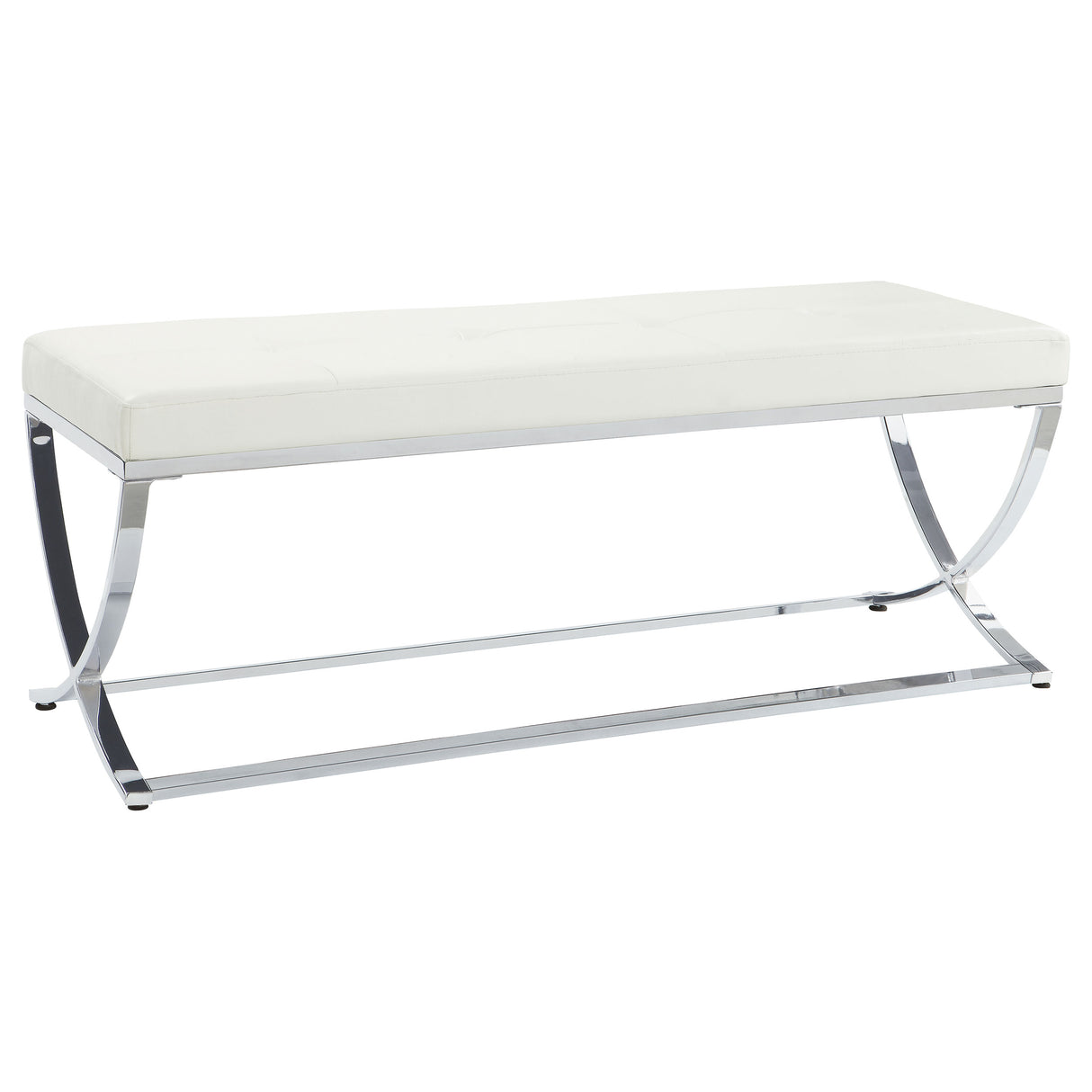 Furniture City Houma - Coaster - Walton Leatherette Upholstered Tufted Accent Bench White - 501157