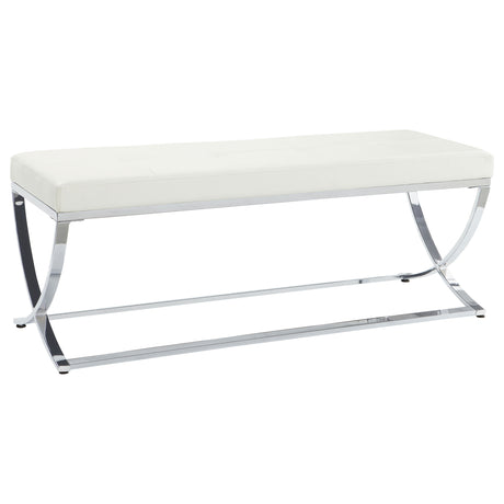 Furniture City Houma - Coaster - Walton Leatherette Upholstered Tufted Accent Bench White - 501157