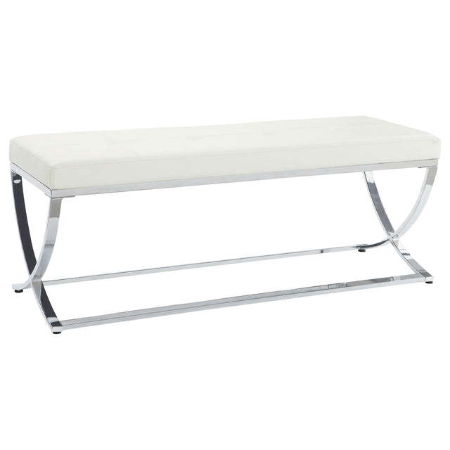 Furniture City Houma - Coaster - Walton Leatherette Upholstered Tufted Accent Bench White - 501157