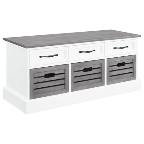 Furniture City Houma - Coaster - Alma 3-drawer Storage Bench White and Weathered Grey - 501196