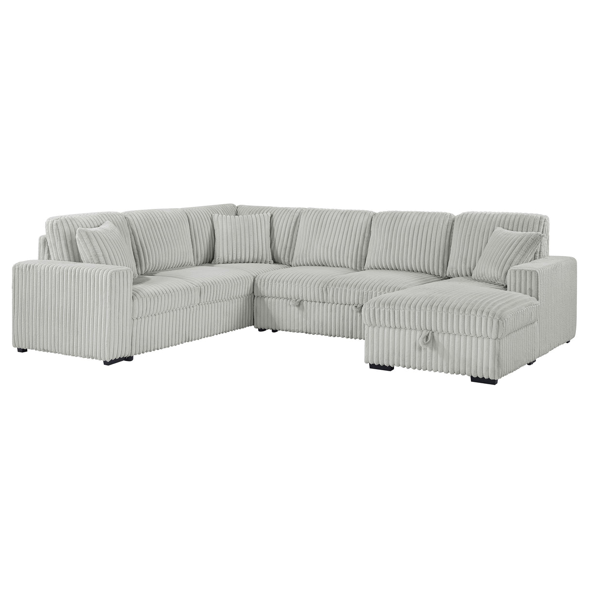 Furniture City Houma - Coaster - Devonshire Sleeper Sectional Sofa Storage Chaise Grey - 501208