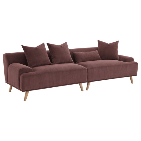 Furniture City Houma - Coaster - Elizabeth Corduroy Upholstered Extra Long Sofa Wine Red - 503957