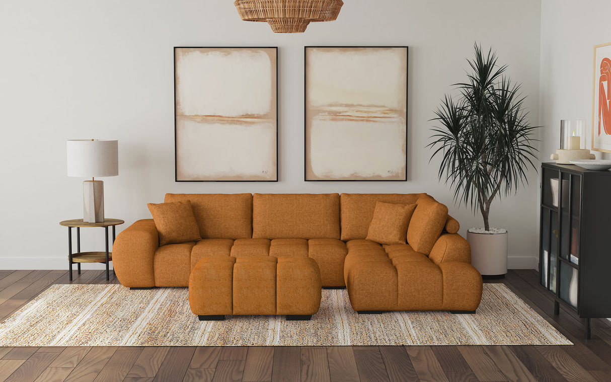 Furniture City Houma - Coaster - Camacho Upholstered Sectional Sofa with Ottoman Set Orange - 503975-SET
