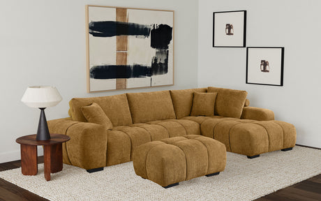 Furniture City Houma - Coaster - Camacho Upholstered Sectional Sofa with Ottoman Set Amber - 503985-SET