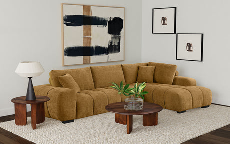 Furniture City Houma - Coaster - Camacho Upholstered Chaise Sectional Sofa Amber - 503985