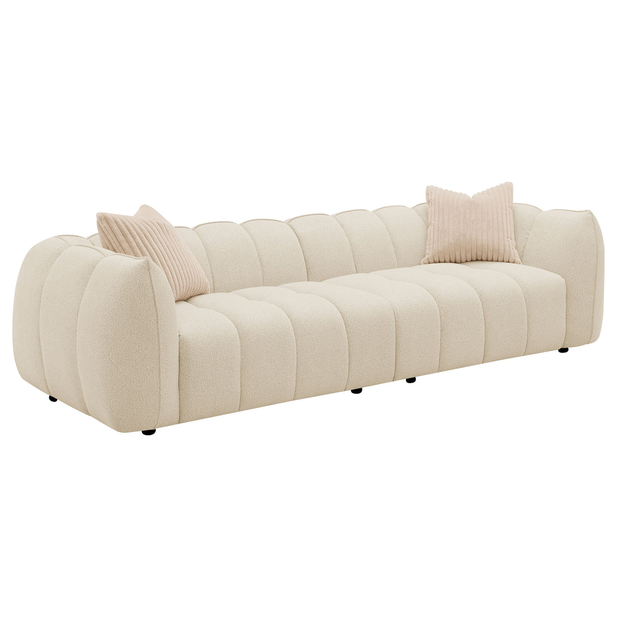 Furniture City Houma - Coaster - Winchester Boucle Upholstered Extra Long Sofa Sand Pebble - 503997