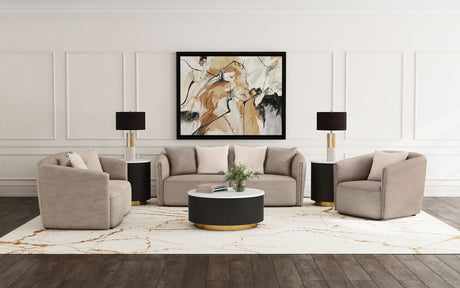 Furniture City Houma - Coaster - Townsend 3-piece Chenille Upholstered Sofa Set Latte - 504754-S3