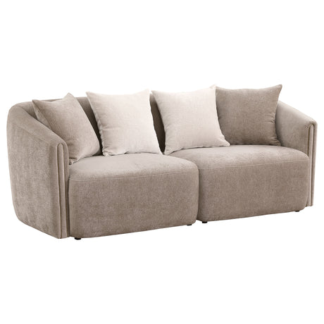 Furniture City Houma - Coaster - Townsend Chenille Upholstered Rolled Arm Sofa Latte - 504754