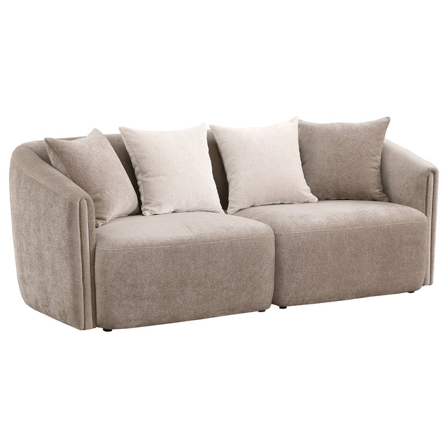 Furniture City Houma - Coaster - Townsend Chenille Upholstered Rolled Arm Sofa Latte - 504754