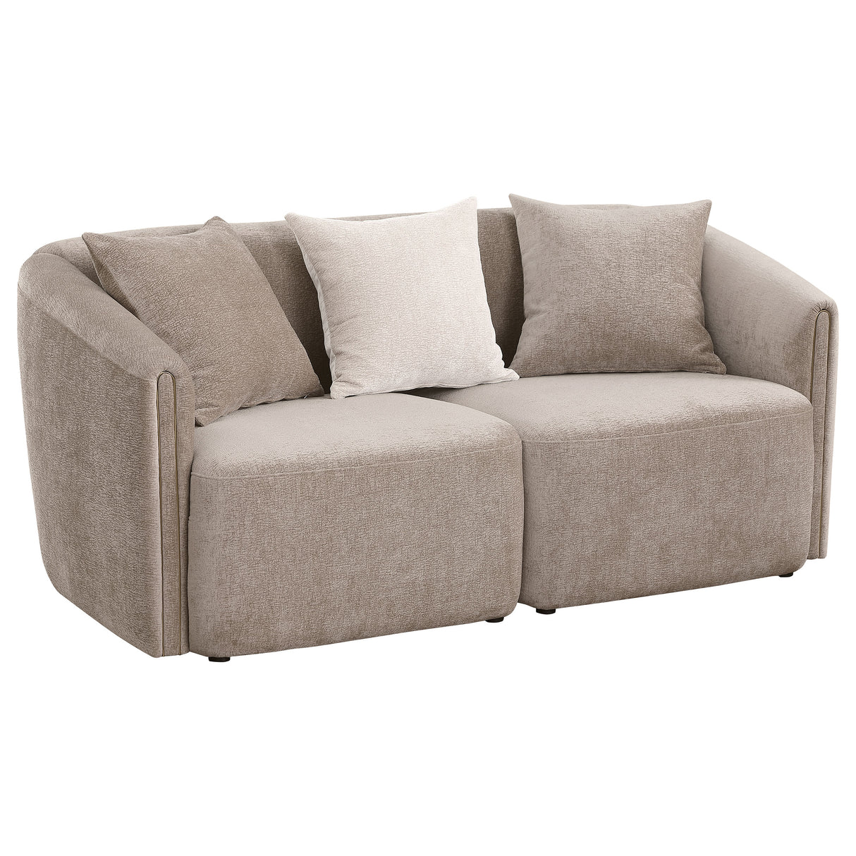 Furniture City Houma - Coaster - Townsend Chenille Upholstered Rolled Arm Loveseat Latte - 504755