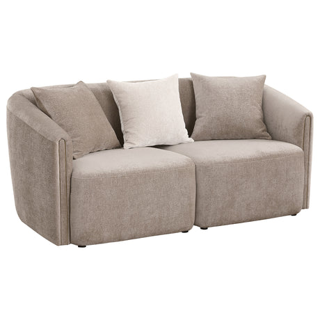 Furniture City Houma - Coaster - Townsend Chenille Upholstered Rolled Arm Loveseat Latte - 504755