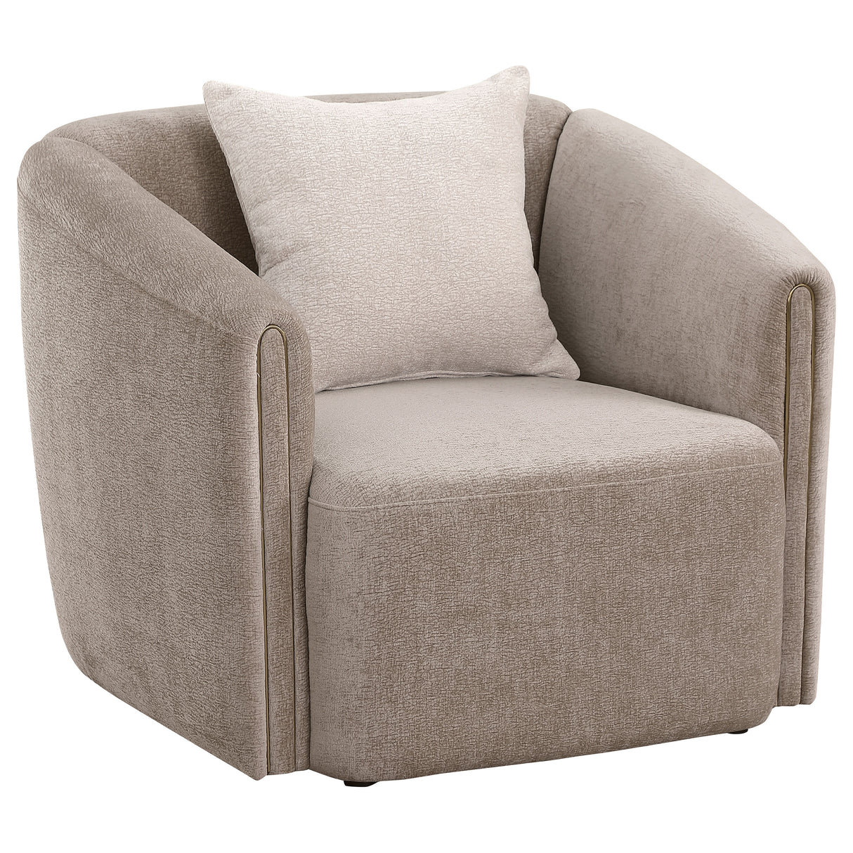Furniture City Houma - Coaster - Townsend Chenille Upholstered Rolled Arm Chair Latte - 504756