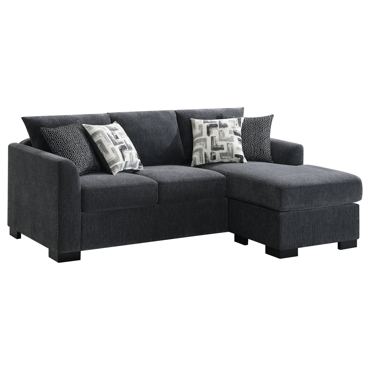 Furniture City Houma - Coaster - Storey Upholstered Sleeper Sectional Chaise Sofa Dark Grey - 504777