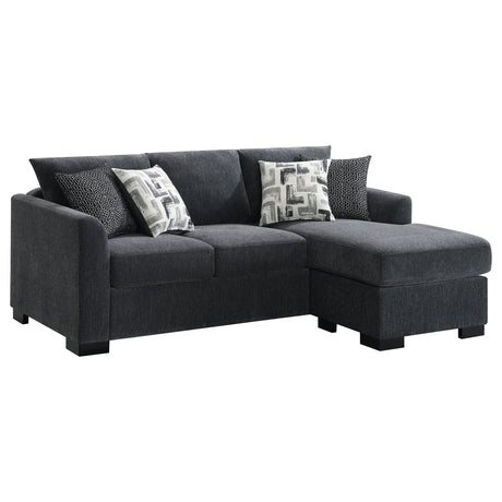 Furniture City Houma - Coaster - Storey Upholstered Sleeper Sectional Chaise Sofa Dark Grey - 504777