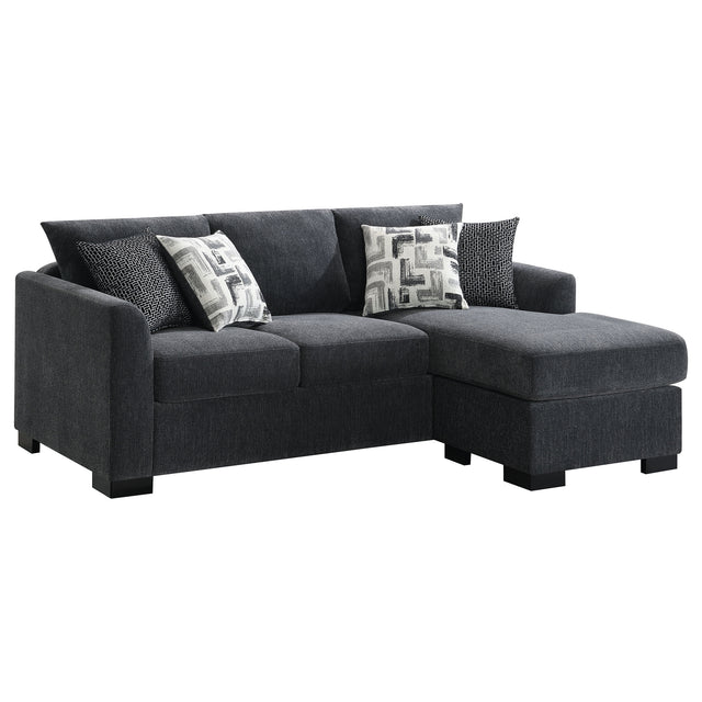 Furniture City Houma - Coaster - Storey Upholstered Sleeper Sectional Chaise Sofa Dark Grey - 504777
