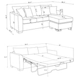 Storey Upholstered Sleeper Sectional Chaise Sofa Dark Grey