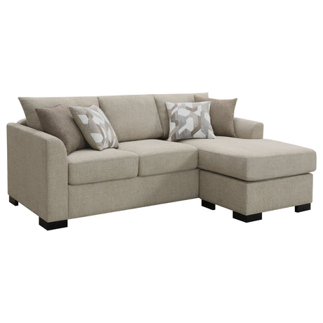 Furniture City Houma - Coaster - Storey Upholstered Sleeper Sectional Chaise Sofa Camel - 504778