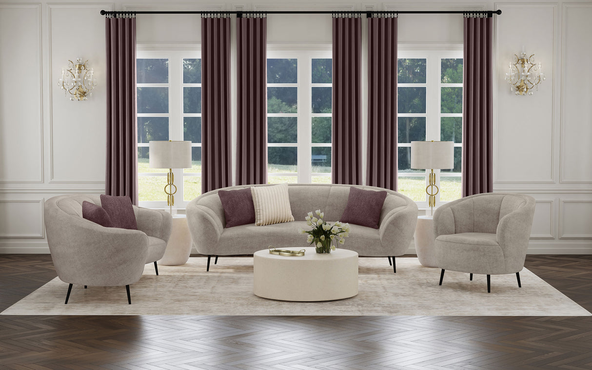 Furniture City Houma - Coaster - Ellorie 3-piece Upholstered Curved Sofa Set Beige - 504837-S3
