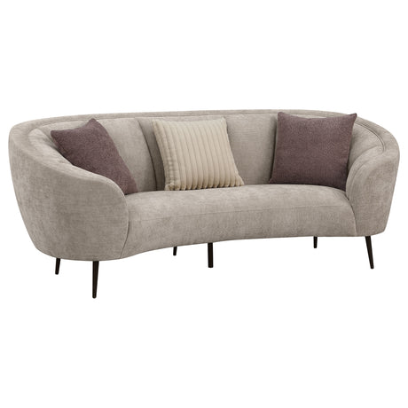 Furniture City Houma - Coaster - Ellorie Upholstered Channel Back Curved Sofa Beige - 504837