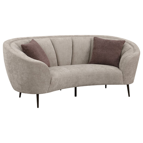 Furniture City Houma - Coaster - Ellorie Upholstered Channel Back Curved Loveseat Beige - 504838