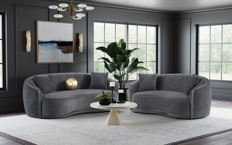 Furniture City Houma - Coaster - Brookside 2-piece Velvet Upholstered Sofa Set Dark Grey - 504844-S2