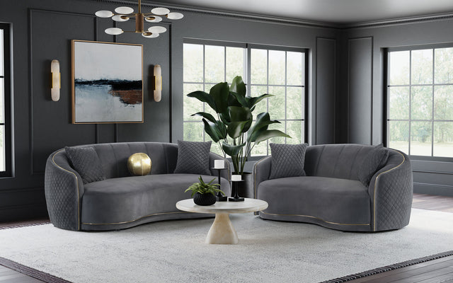 Furniture City Houma - Coaster - Brookside 2-piece Velvet Upholstered Sofa Set Dark Grey - 504844-S2