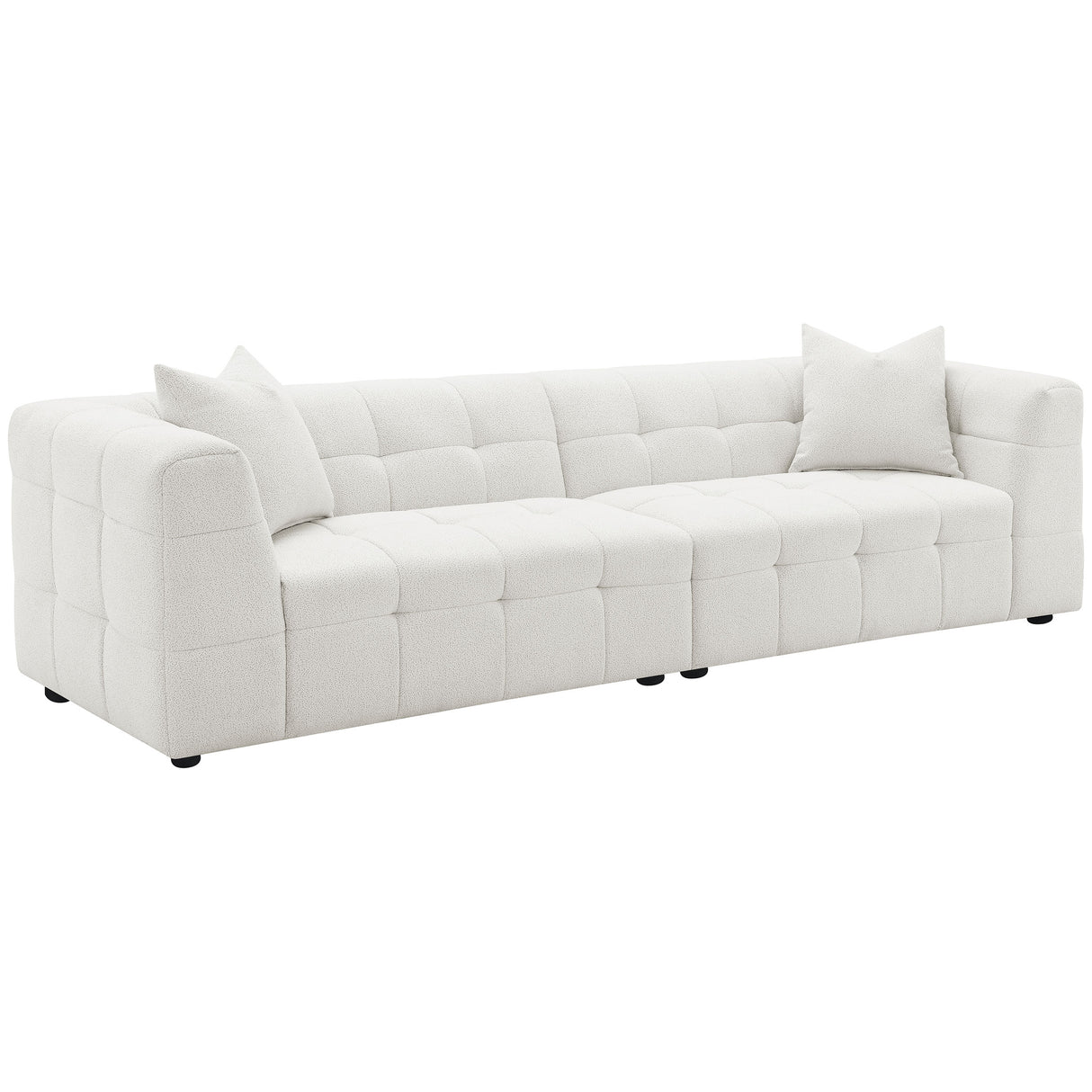 Furniture City Houma - Coaster - Everly Boucle Upholstered Extra Long Sofa Off White - 504850