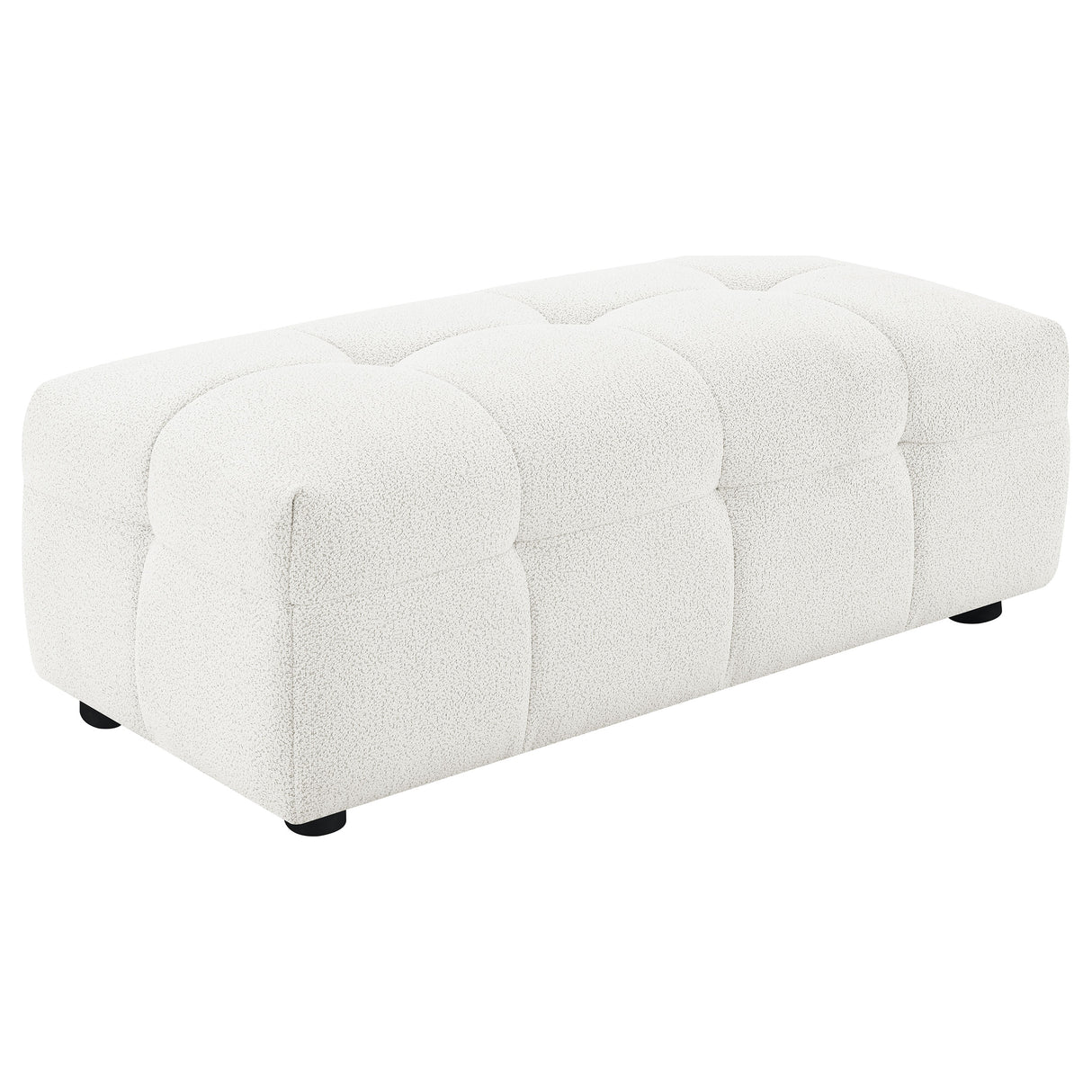Furniture City Houma - Coaster - Everly Boucle Upholstered Rectangular Ottoman Off White - 504854