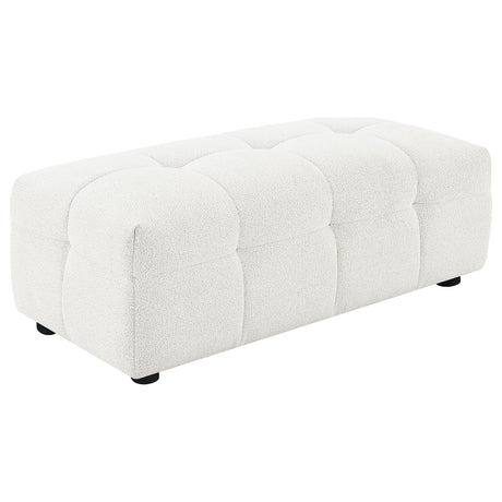 Furniture City Houma - Coaster - Everly Boucle Upholstered Rectangular Ottoman Off White - 504854