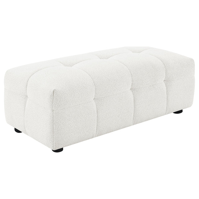 Furniture City Houma - Coaster - Everly Boucle Upholstered Rectangular Ottoman Off White - 504854