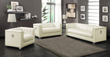 Furniture City Houma - Coaster - Chaviano 3-piece Upholstered Track Arm Sofa Set Pearl White - 505391-S3