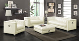 Furniture City Houma - Coaster - Chaviano 4-piece Upholstered Track Arm Sofa Set Pearl White - 505391-S4