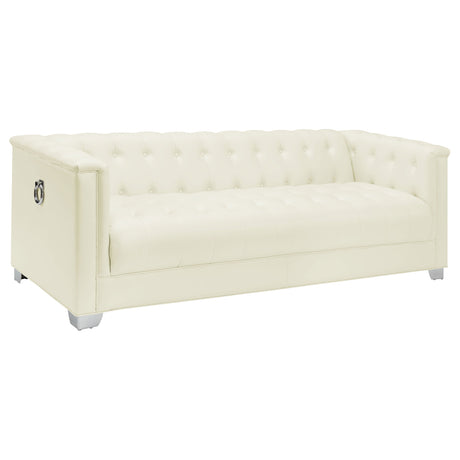 Furniture City Houma - Coaster - Chaviano Upholstered Track Arm Sofa Pearl White - 505391