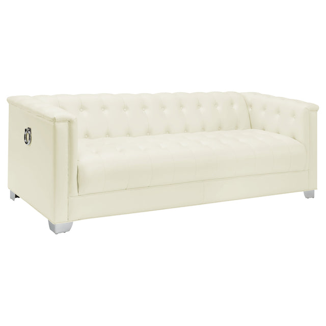 Furniture City Houma - Coaster - Chaviano Upholstered Track Arm Sofa Pearl White - 505391