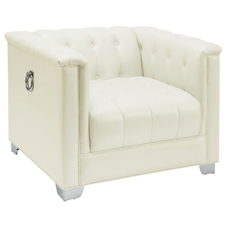 Furniture City Houma - Coaster - Chaviano Upholstered Track Arm Accent Chair Pearl White - 505393