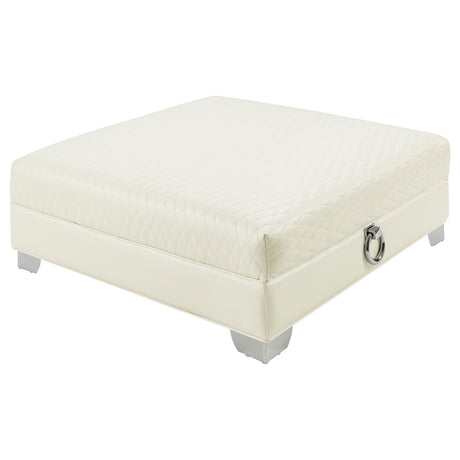 Furniture City Houma - Coaster - Chaviano Square Upholstered Ottoman Pearl White - 505394
