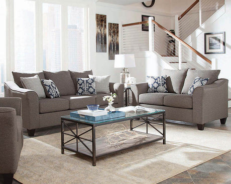 Furniture City Houma - Coaster - Salizar 2-piece Upholstered Flared Arm Sofa Set Grey - 506021-S2