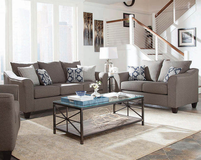 Furniture City Houma - Coaster - Salizar 2-piece Upholstered Flared Arm Sofa Set Grey - 506021-S2