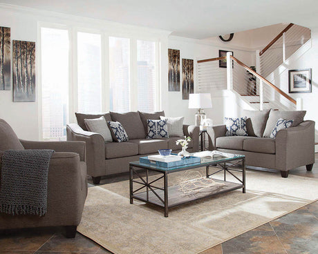 Furniture City Houma - Coaster - Salizar 3-piece Upholstered Flared Arm Sofa Set Grey - 506021-S3