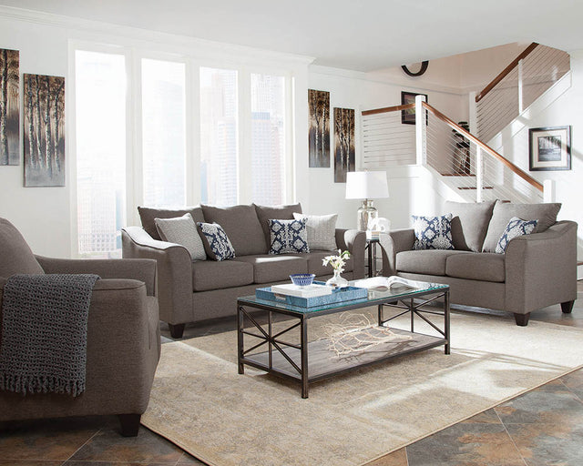 Furniture City Houma - Coaster - Salizar Upholstered Flared Arm Loveseat Charcoal Grey - 506022