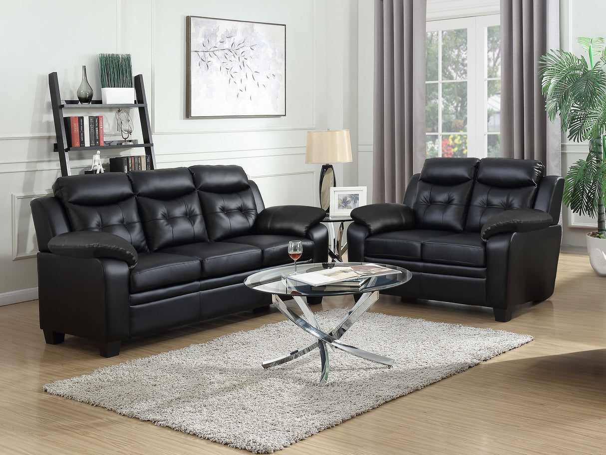 Furniture City Houma - Coaster - Finley 2-piece Upholstered Padded Arm Tufted Sofa Set Black - 506551-S2