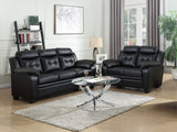 Furniture City Houma - Coaster - Finley 2-piece Upholstered Padded Arm Tufted Sofa Set Black - 506551-S2