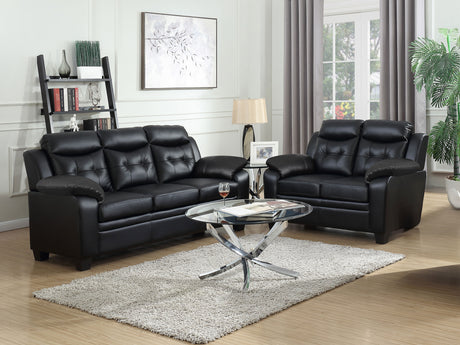 Furniture City Houma - Coaster - Finley 2-piece Upholstered Padded Arm Tufted Sofa Set Black - 506551-S2